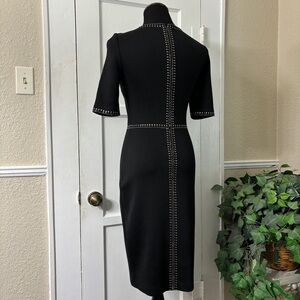 St. John Black Knit Embellished Detail Dress